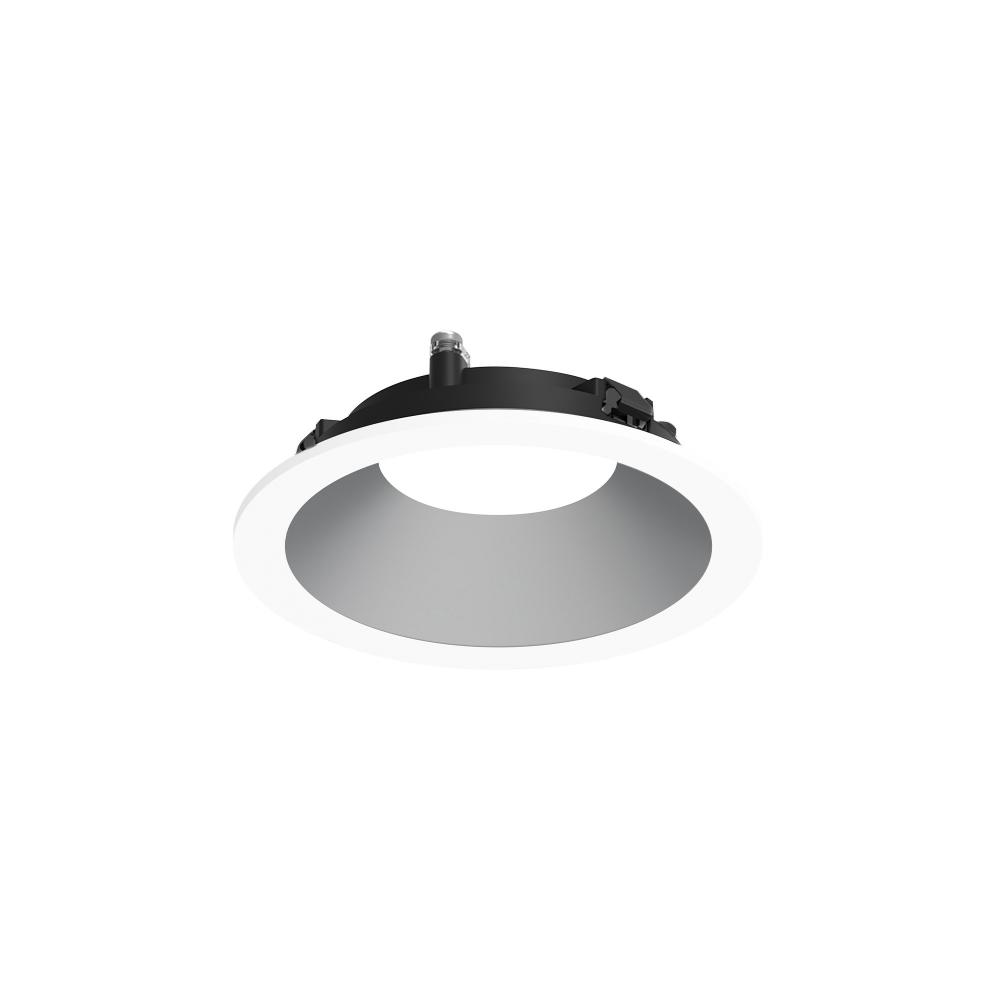 3" Apollo Round Flanged Downlight Trim, Haze Reflector / Matte Powder White Flange
