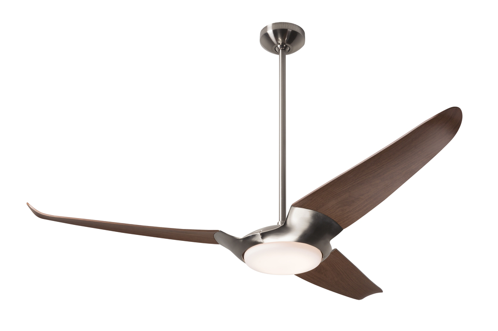 IC/Air (3 Blade ) Fan; Bright Nickel Finish; 56" Mahogany Blades; 20W LED; Wall/Remote Combo Con