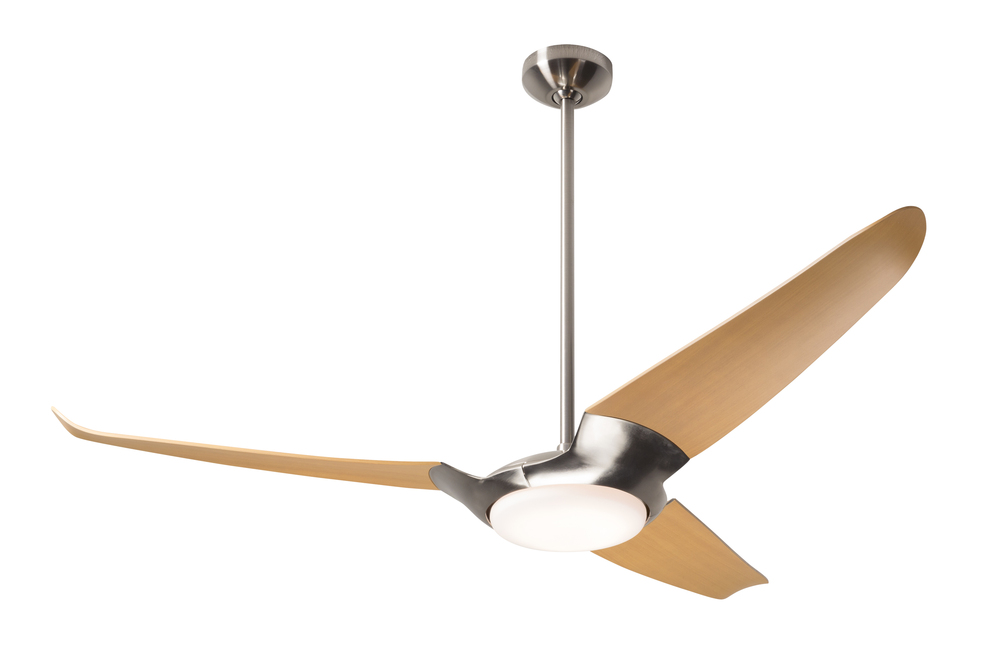 IC/Air (3 Blade ) Fan; Bright Nickel Finish; 56" Maple Blades; 20W LED; Wall/Remote Combo Contro
