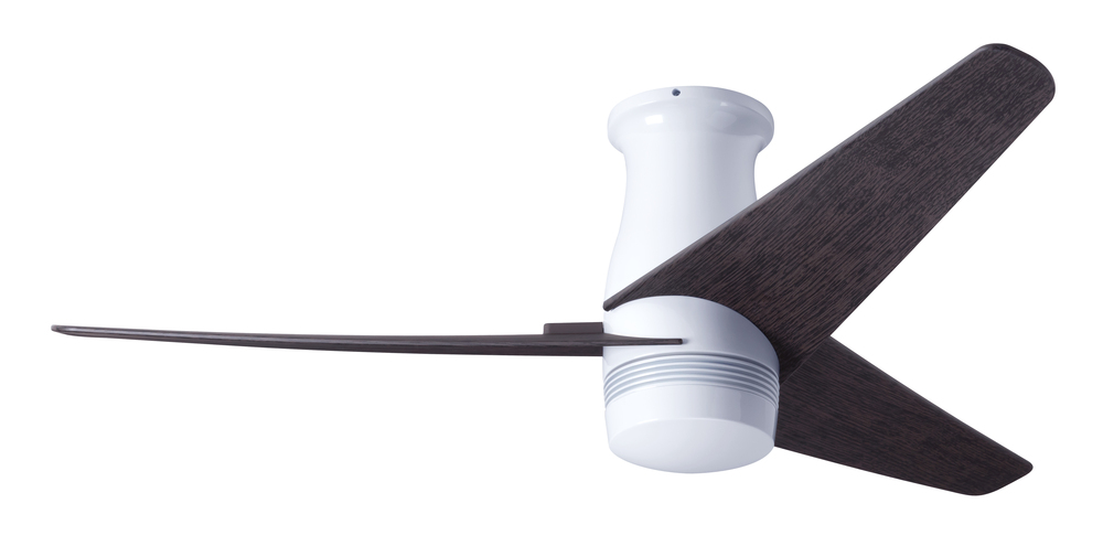 Velo Flush DC Fan; Gloss White Finish; 48" Ebony Blades; No Light; Wall/Remote Combo Control