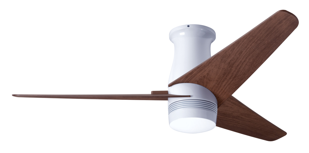 Velo Flush DC Fan; Gloss White Finish; 48" Mahogany Blades; No Light; Wall/Remote Combo Control