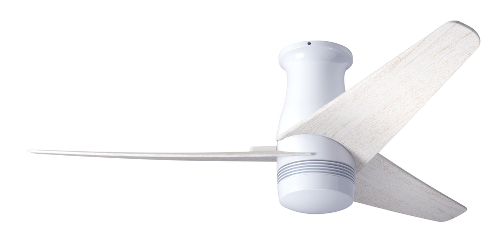 Velo Flush DC Fan; Gloss White Finish; 48" Whitewash Blades; No Light; Wall/Remote Combo Control