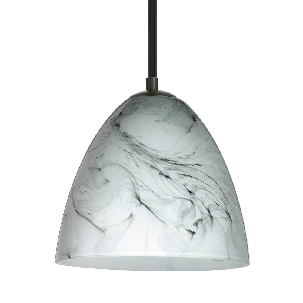 Besa Vila Stem Pendant Black Marble Grigio 1x60W MAX E26 Base