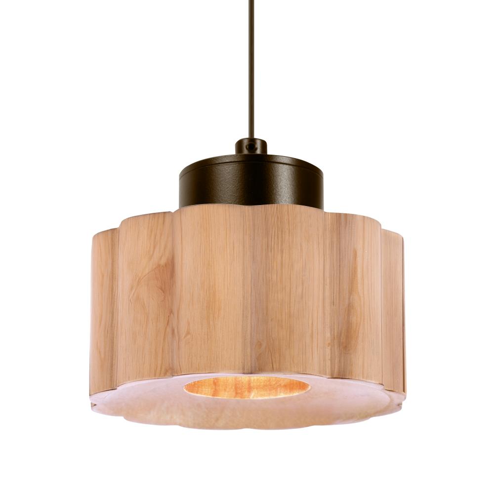 Besa Kao Pendant, Natural Shade, Bronze Finish, 1x3W LED