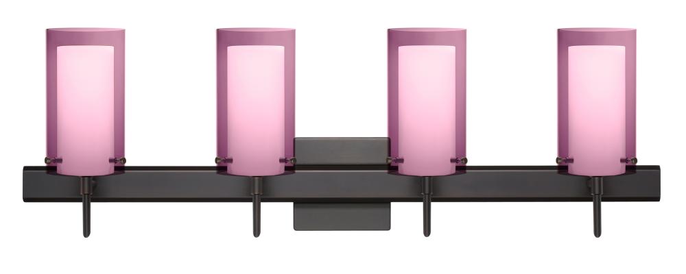 Besa Pahu 4 Wall With SQ Canopy 4SW Transparent Amethyst/Opal Bronze 4x5W LED