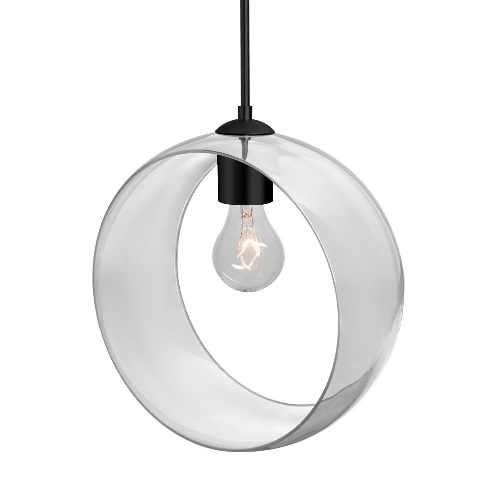 Besa, Plato Cord Pendant For Multiport Canopies, Clear, Black Finish, 1x60W MAX E26 Base
