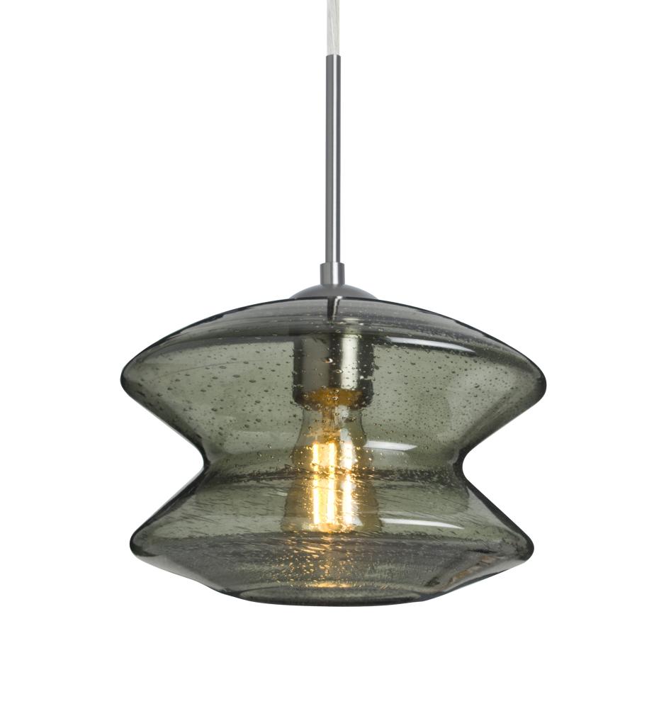 Besa, Zen Cord Pendant For Multiport Canopy, Moss Bubble, Satin Nickel Finish, 1x8W L