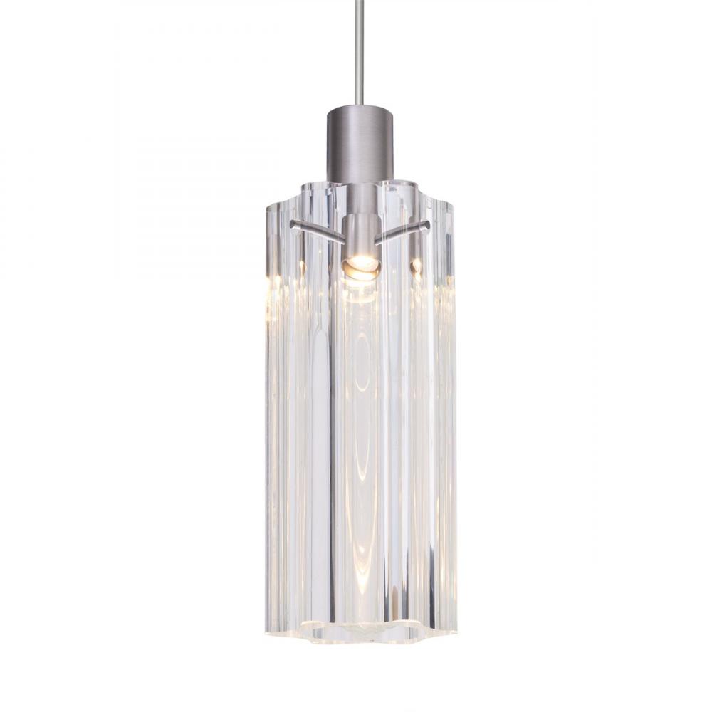 Besa Ice 7 Pendant, Clear Glass, Black Finish, 1x35W MAX GY6.35 Base