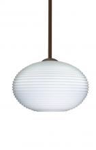 Besa Lighting 1TT-491207-LED-BR - Besa Stem Pendant Pape 10 LED-Bronze Opal Ribbed 1x9W LED