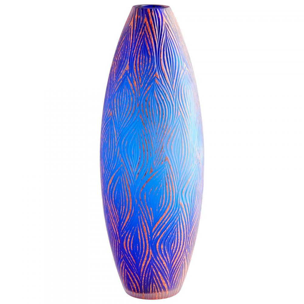 Fused Groove Vase Blue