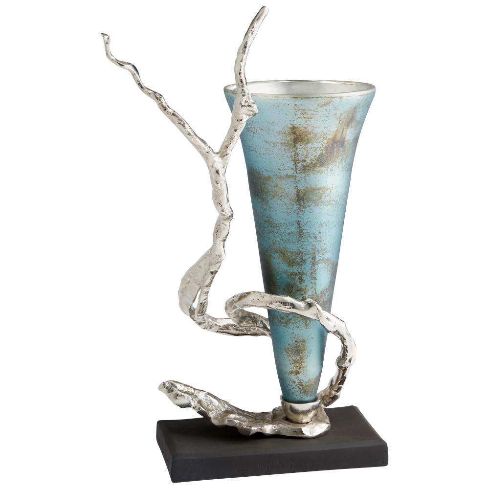 Gianni Vase Nickel And Blue Mist Glass