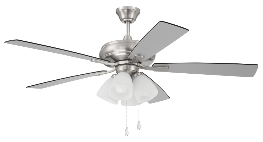 52" Eos Frost 4 Light in Brushed Polished Nickel w/ Brushed Nickel/Greywood Blades