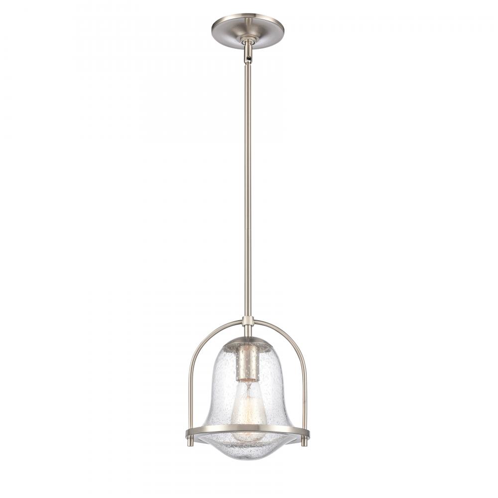 Connection 8'' Wide 1-Light Mini Pendant - Satin Nickel