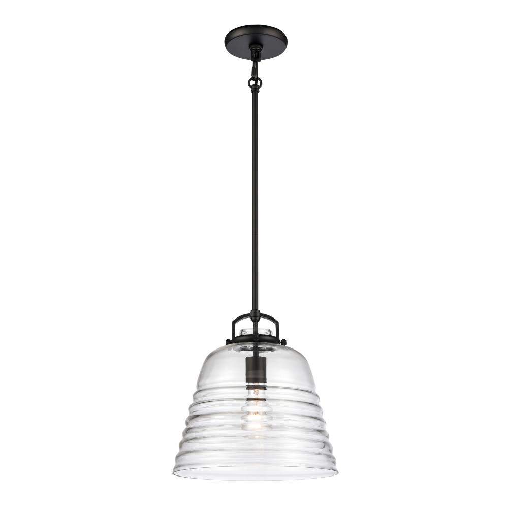 Current 12'' Wide 1-Light Pendant - Matte Black