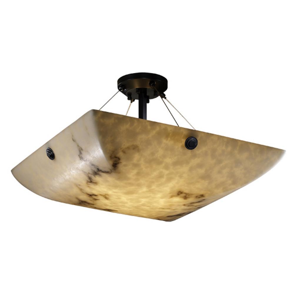 24" LED Semi-Flush Bowl w/ PAIR SQUARE W/ POINTS FINIALS