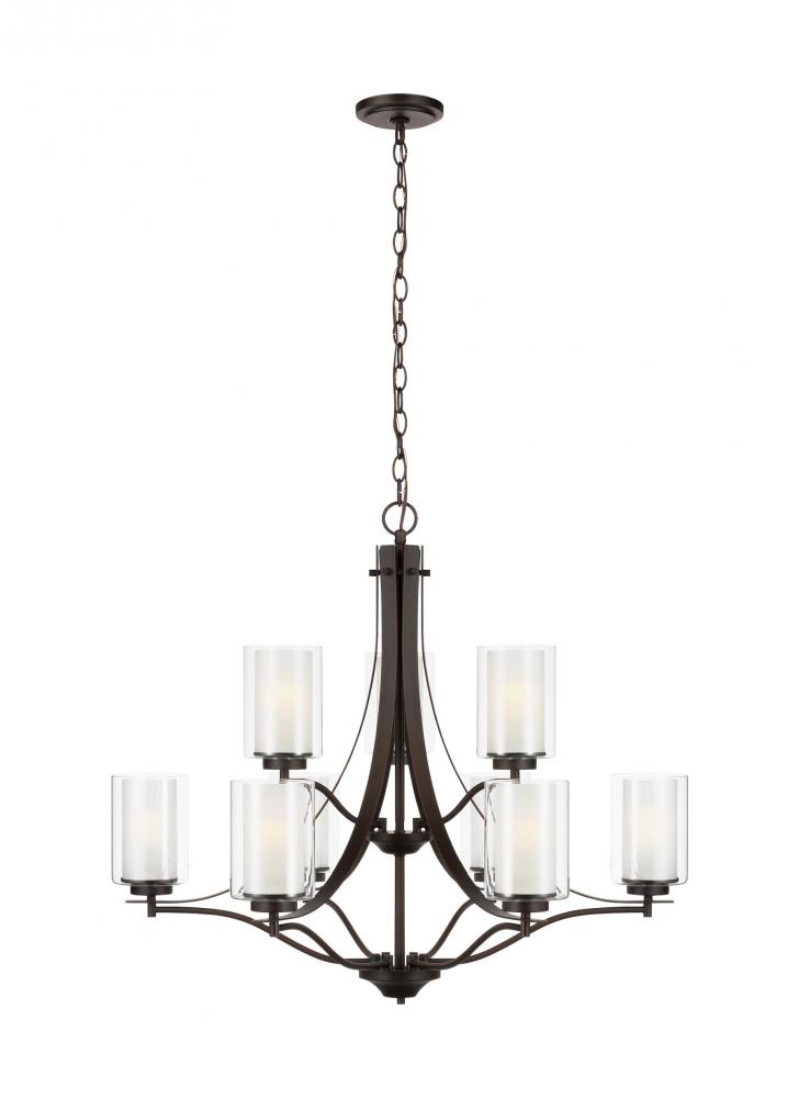 Elmwood Park traditional 9-light indoor dimmable ceiling chandelier pendant light in bronze finish w