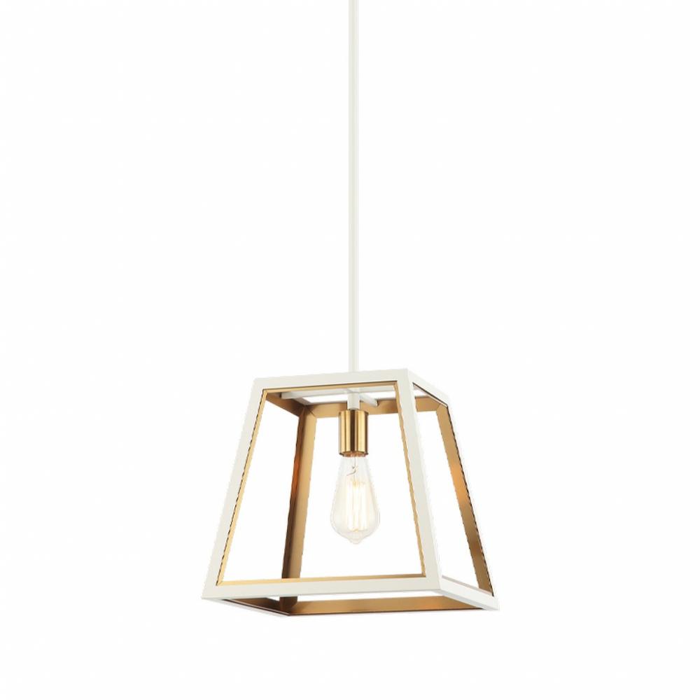 Rosalie White + Aged Gold Brass Pendant