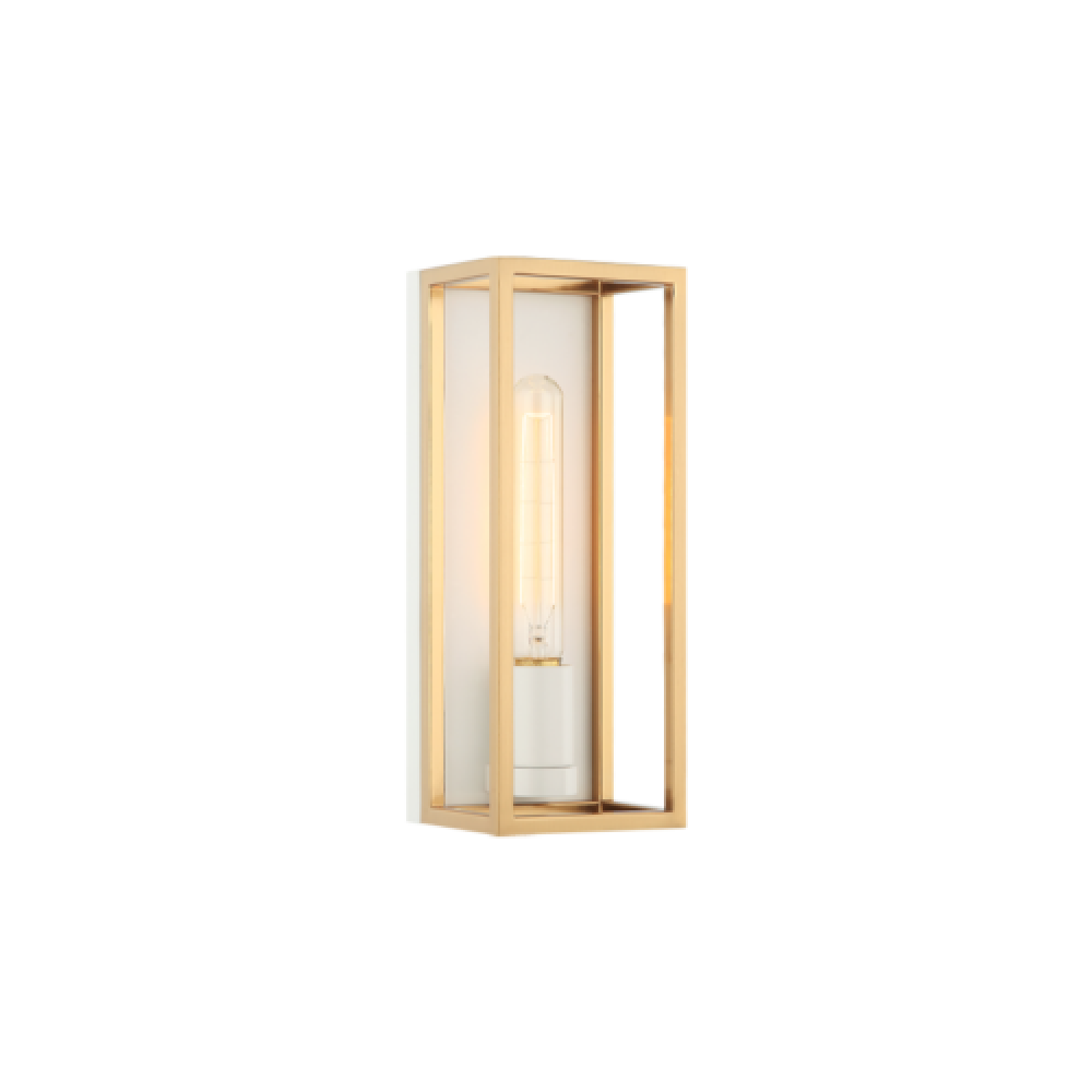 Shadowbox White + Aged Gold Brass Wall Sconce