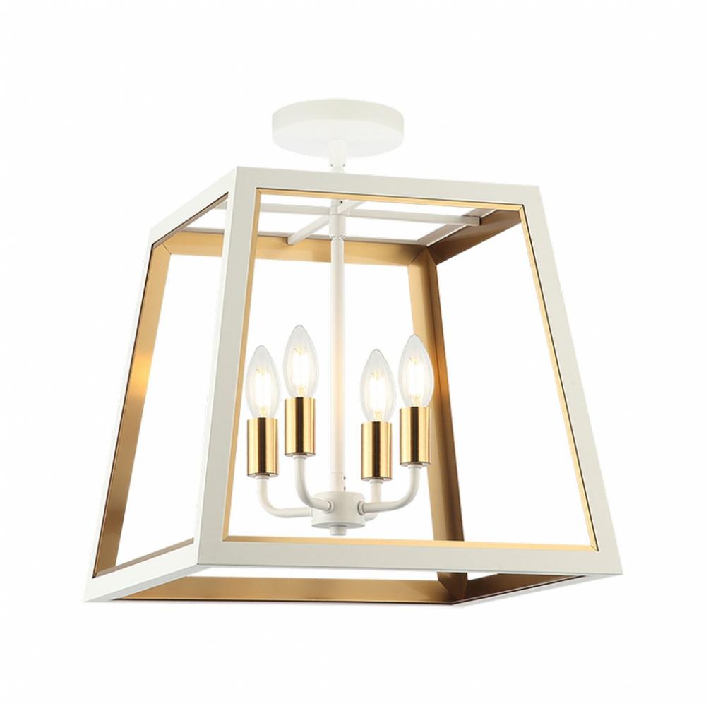Rosalie White + Aged Gold Brass Ceiling Mount