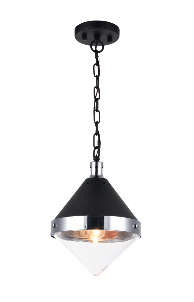 Sphericon Matte Black and Chrome Pendant