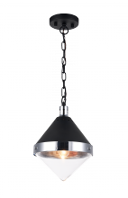 Matteo Lighting C72201CHCL - Sphericon Matte Black and Chrome Pendant