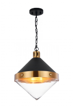 Matteo Lighting C72203AGCL - Sphericon Matte Black and Aged Gold Brass Pendant