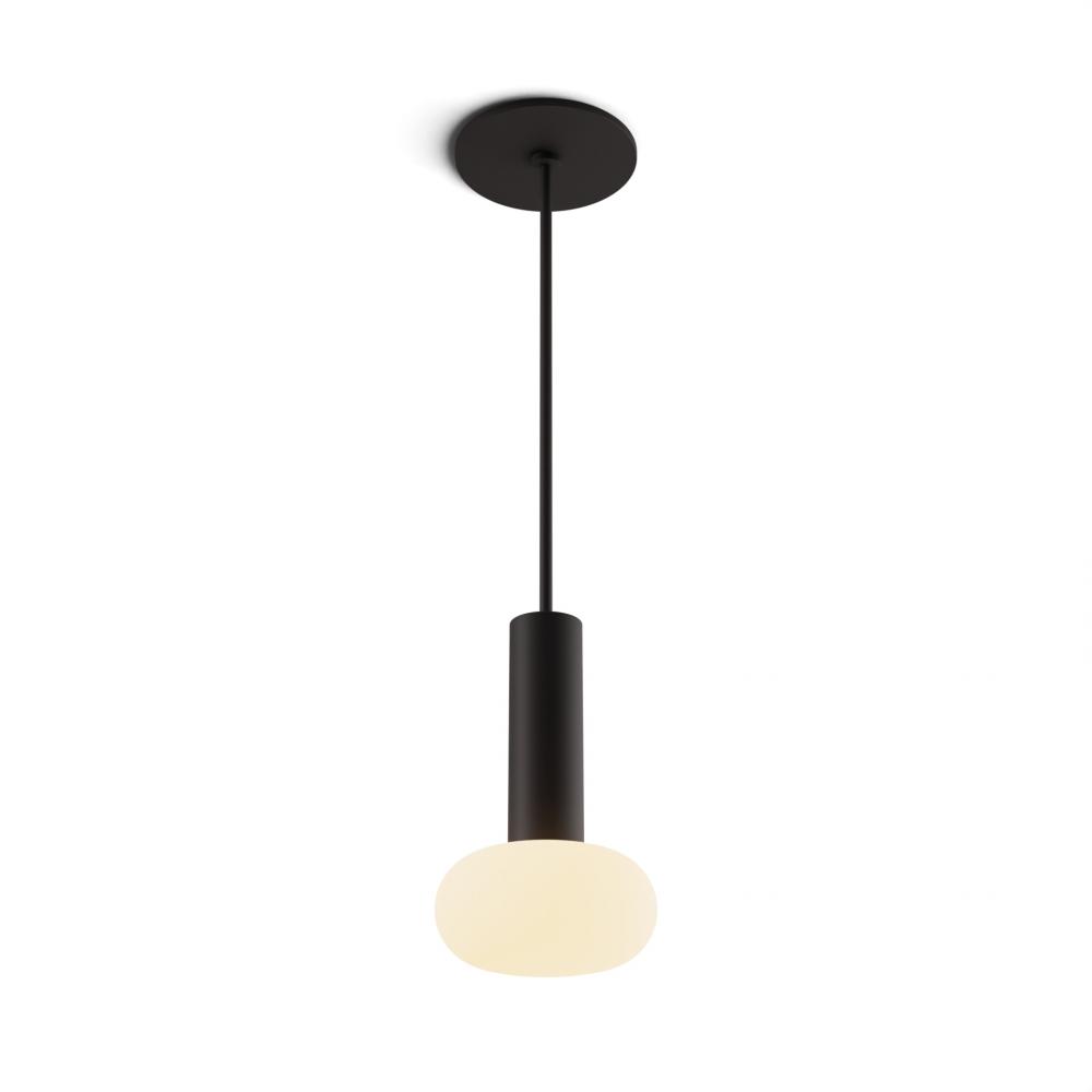 Combi Pendant 6" Single Unit Matte Black with Matte Black Canopy, Glass Ball attachment, Suspens