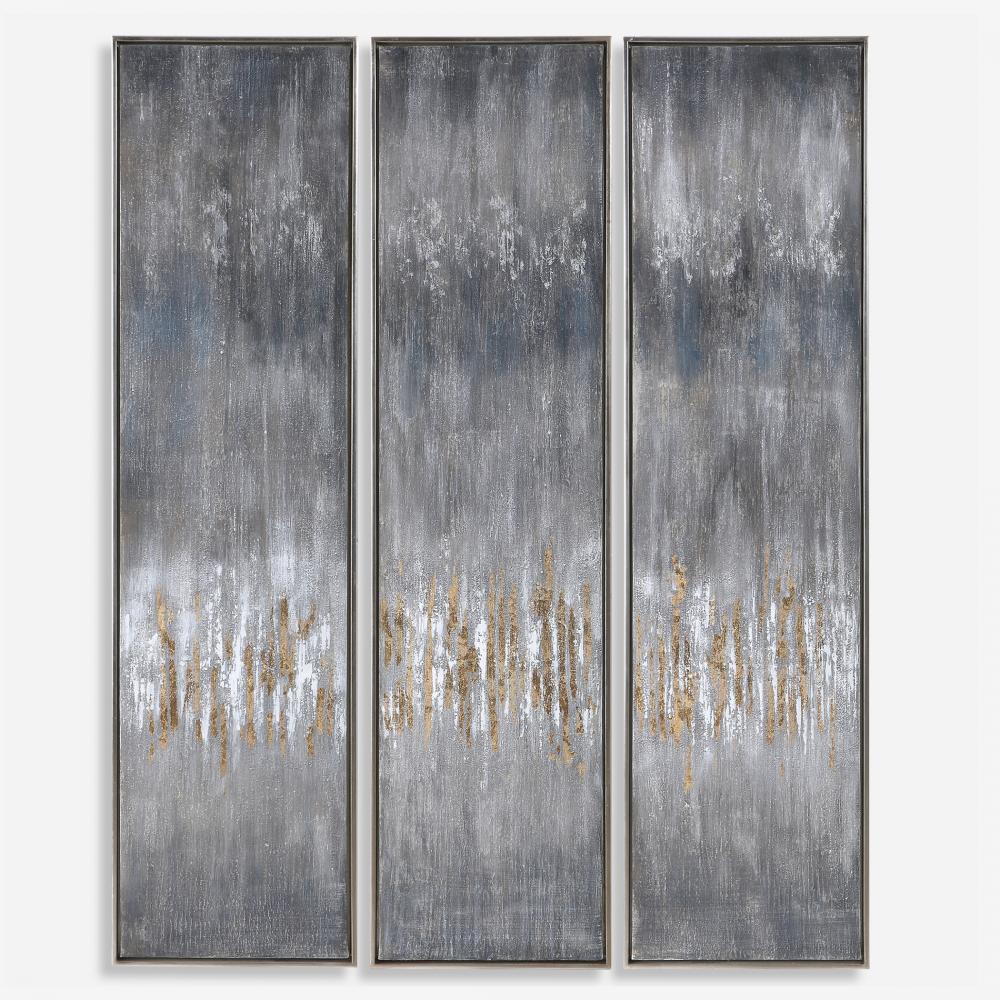 Uttermost Gray Showers Hand Painted Canvases Set/3