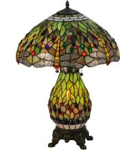 Meyda White 118845 - 25"H Tiffany Hanginghead Dragonfly Lighted Base Table Lamp